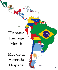 Map of Latin America with each country represented by flags
